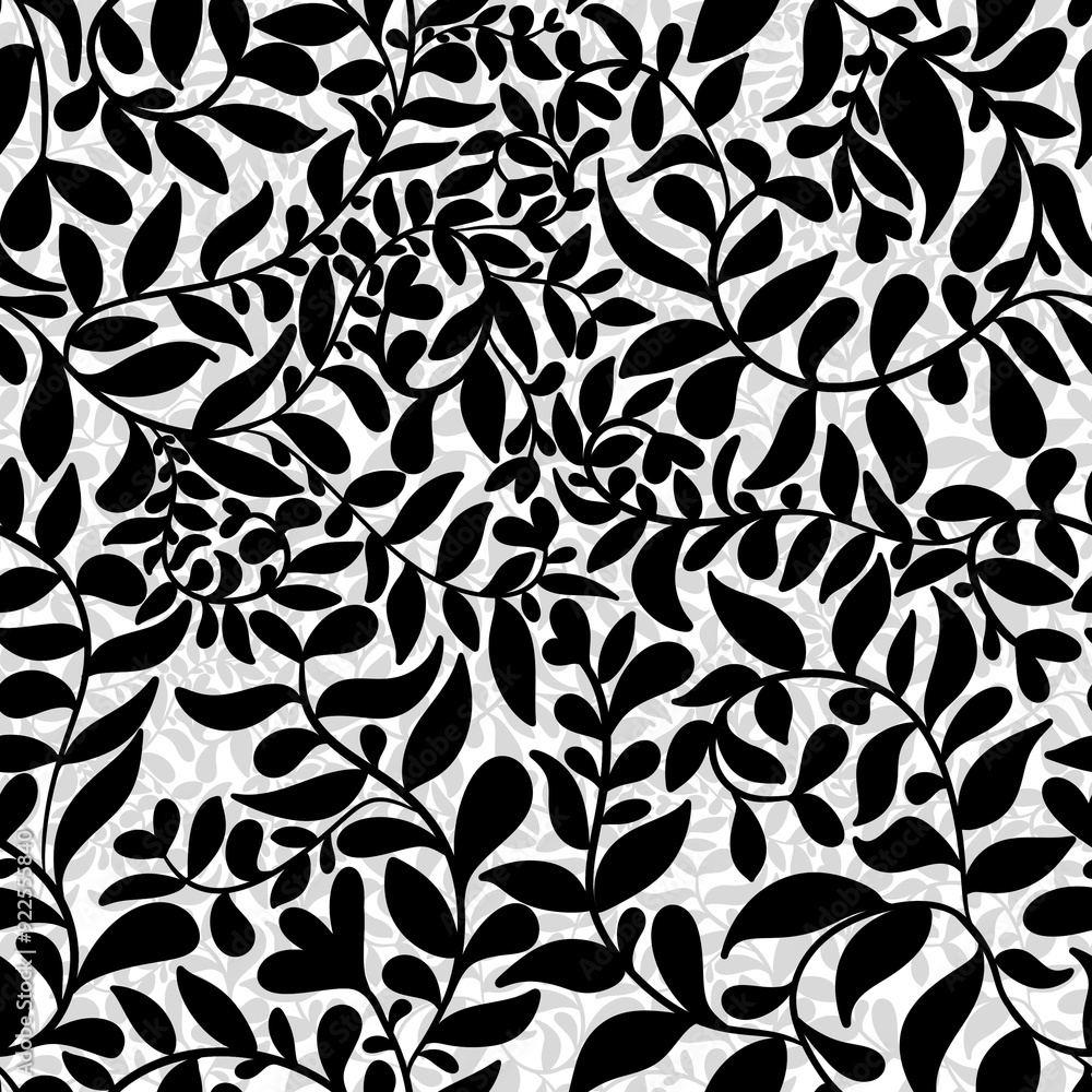 The background is black vines crawling around. Design for background, carpet, wallpaper, clothing, wrapping, Batik, fabric. The background is black vines crawling around. Design for background, carpet, wallpaper, clothing, wrapping, Batik, fabric.