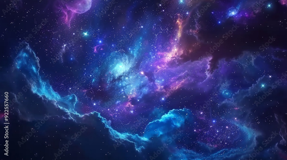 Create a vivid galaxy scene with a dynamic mix of swirling nebulae, glowing stars, and distant galaxies. Create a vivid galaxy scene with a dynamic mix of swirling nebulae, glowing stars, and distant galaxies.
