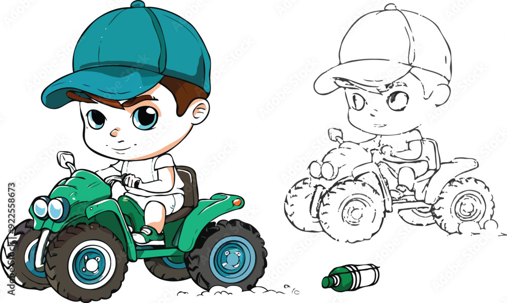 coloring page a simple drawing of baby boy driving vehicle, Coloring book coloring page a simple drawing of baby boy driving vehicle, Coloring book