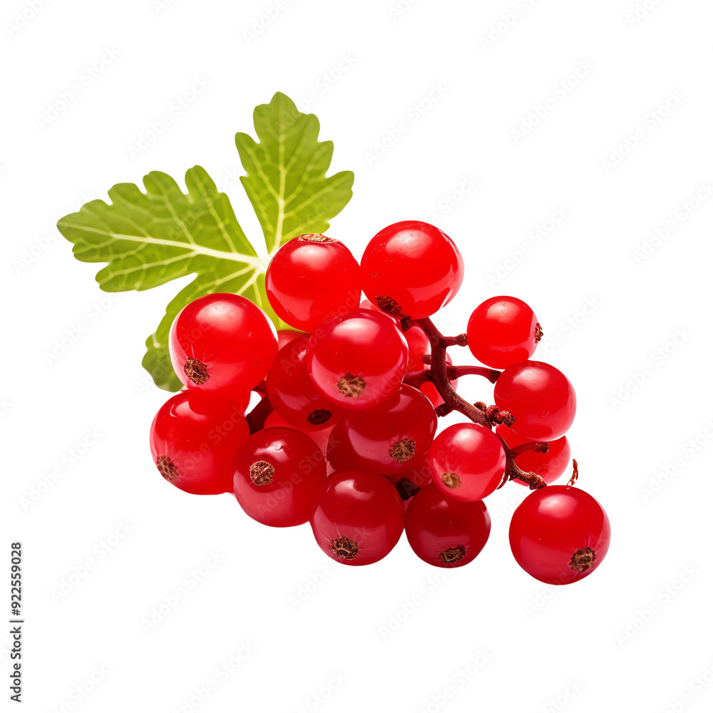 Close-up image of fresh red currant berries with green leaves, isolated on a white background. Perfect for food and health-related themes. Close-up image of fresh red currant berries with green leaves, isolated on a white background. Perfect for food and health-related themes.