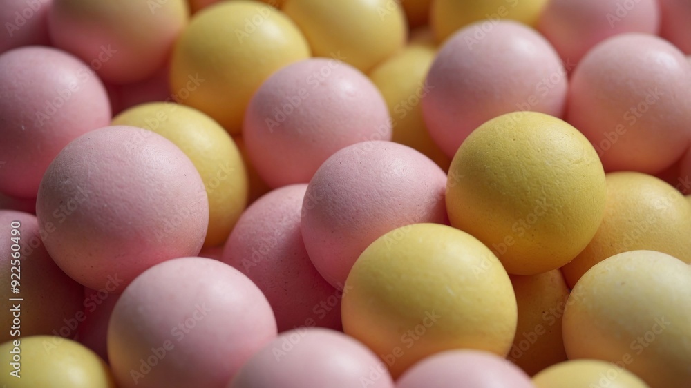 A pastel pink & yellow balls using a smile Concept of positive emotions, smile & happiness. A pastel pink & yellow balls using a smile Concept of positive emotions, smile & happiness.
