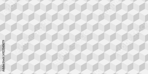Minimal vector cubes geometric tile and mosaic wall grid backdrop hexagon technology wallpaper background. white and gray block cube structure backdrop grid triangle texture vintage design.