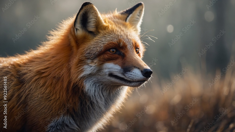 Fototapeta premium minimalisn'ttic watercolor of a happy red fox.