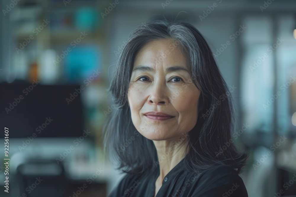Portrait of a middle aged woman in startup company office Portrait of a middle aged woman in startup company office