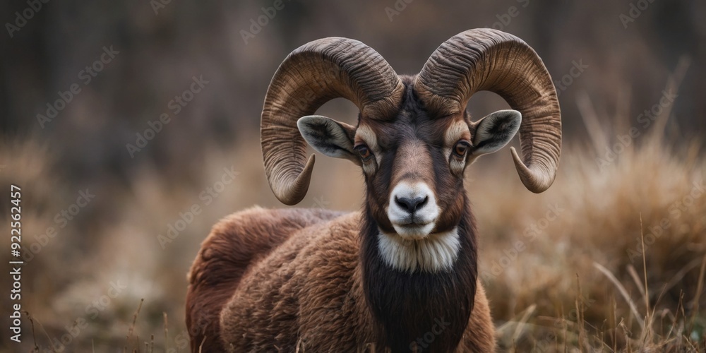Mouflon in natural habitat, a serene wildlife scene. Mouflon in natural habitat, a serene wildlife scene.