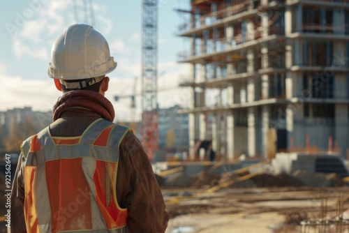 Civil engineer looking at a construction site