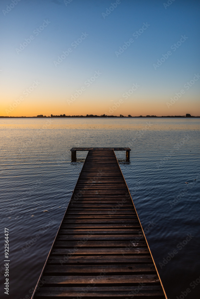 Fototapeta premium Atardecer en laguna de Buenos Aires, Argentina con increíble vista de la fauna silvestre