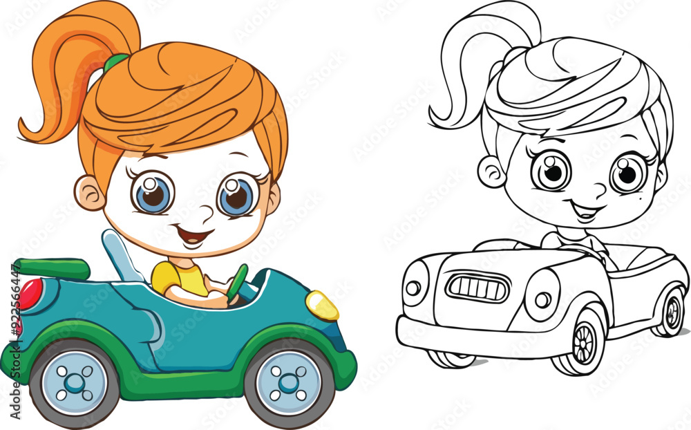 coloring page a simple drawing of baby boy driving vehicle, Coloring book coloring page a simple drawing of baby boy driving vehicle, Coloring book