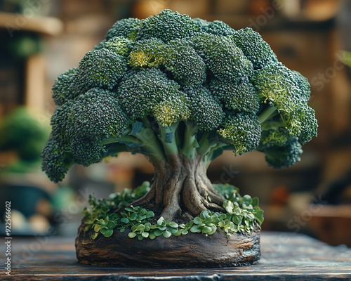 broccoli bonsai with tree trunk and branches photo