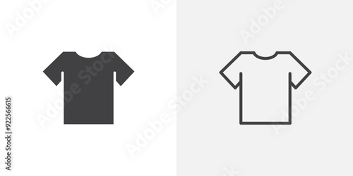 Tshirt vector icon set black filled and outlined style.