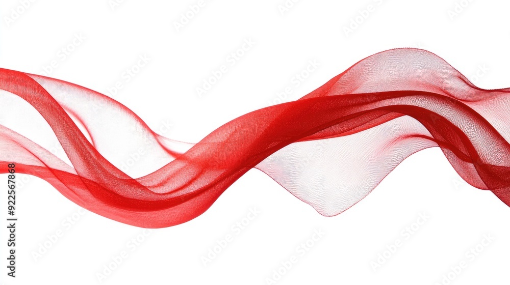 A red ribbon elegantly swirls in the air, contrasting beautifully with the white background. A red ribbon elegantly swirls in the air, contrasting beautifully with the white background.