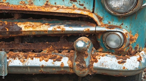 Parts from an old car showing signs of rust