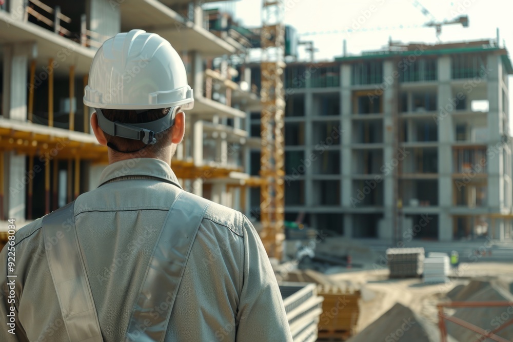 Civil engineer looking at a construction site Civil engineer looking at a construction site