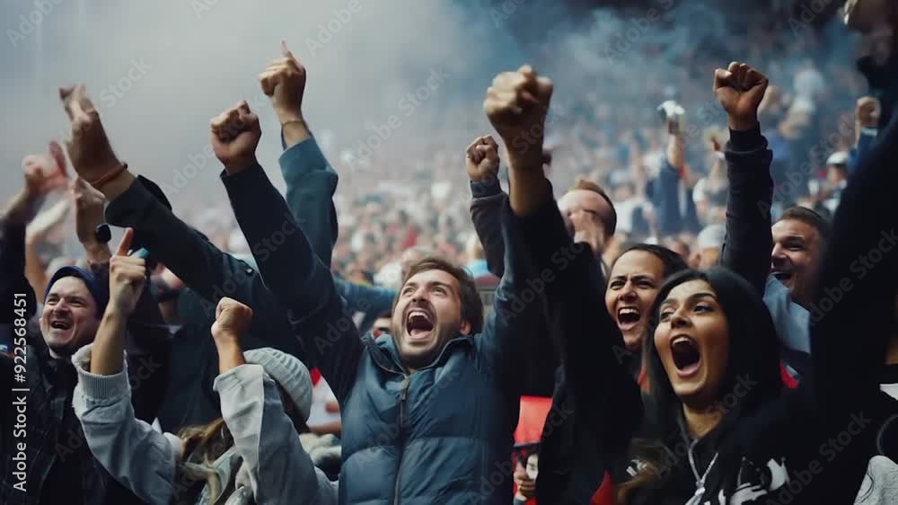 Crowd of people cheering in sport stadium