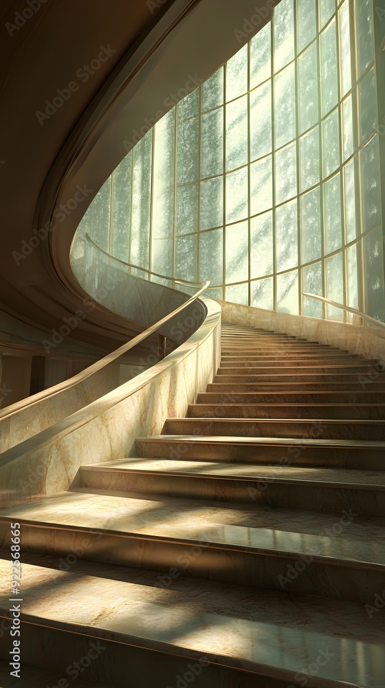 Obraz premium Curved Marble Staircase With Large Window