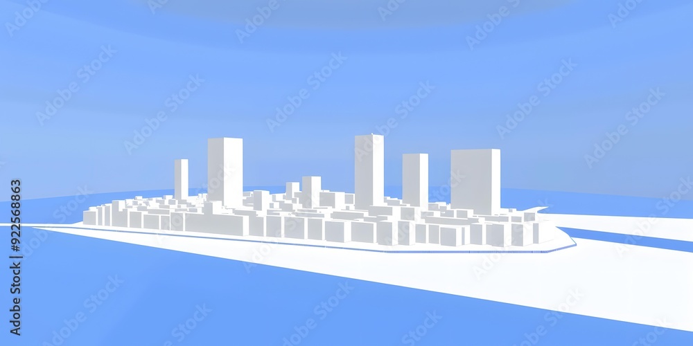 Obraz premium White Cityscape with a Blue Sky