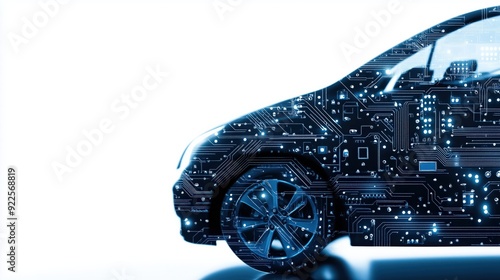 New software defined vehicle system chip enhances automotive sector. Concept Automotive Industry, Advanced Chip Technology, Innovation in Automotive Sector. Deep tech AI technology. Futuristic car photo