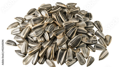 Close-Up of Pile of Sunflower Seeds on transparent background