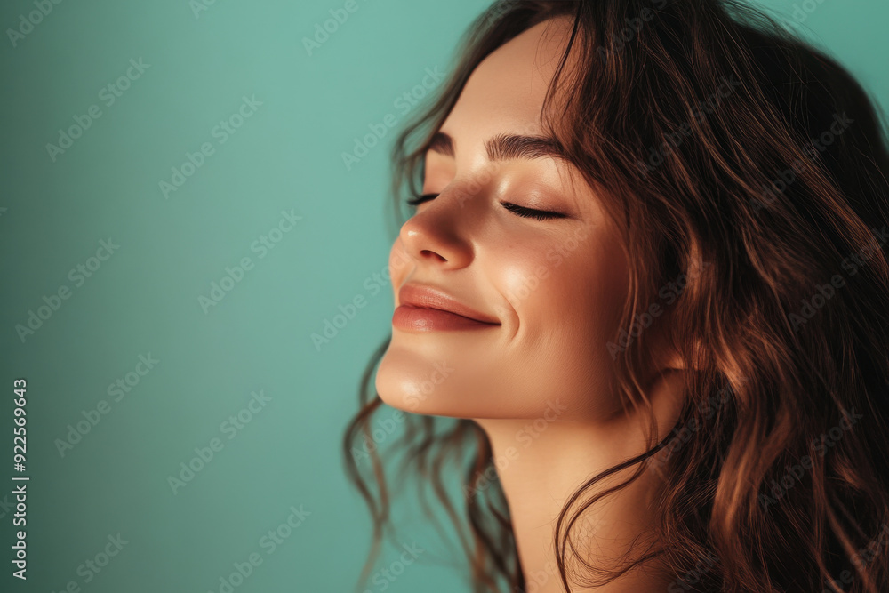 A close up of a woman's face with her eyes closed A close up of a woman's face with her eyes closed
