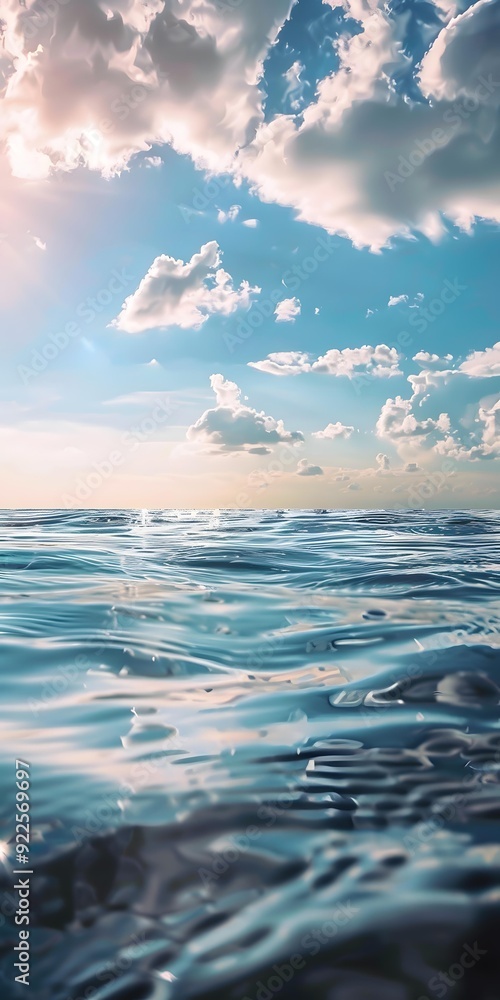 Obraz premium Blue Sky White Clouds Above the Ocean