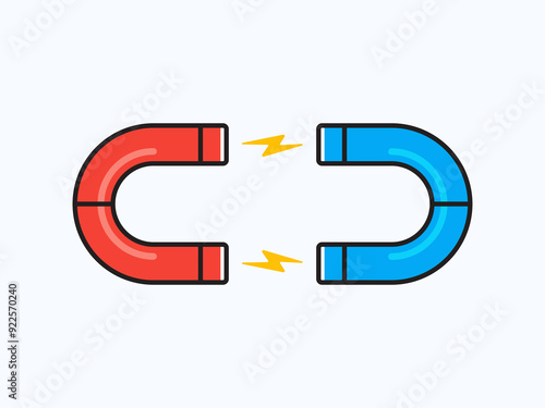 Two magnet is attracting to each others. Isolated Vector Illustration