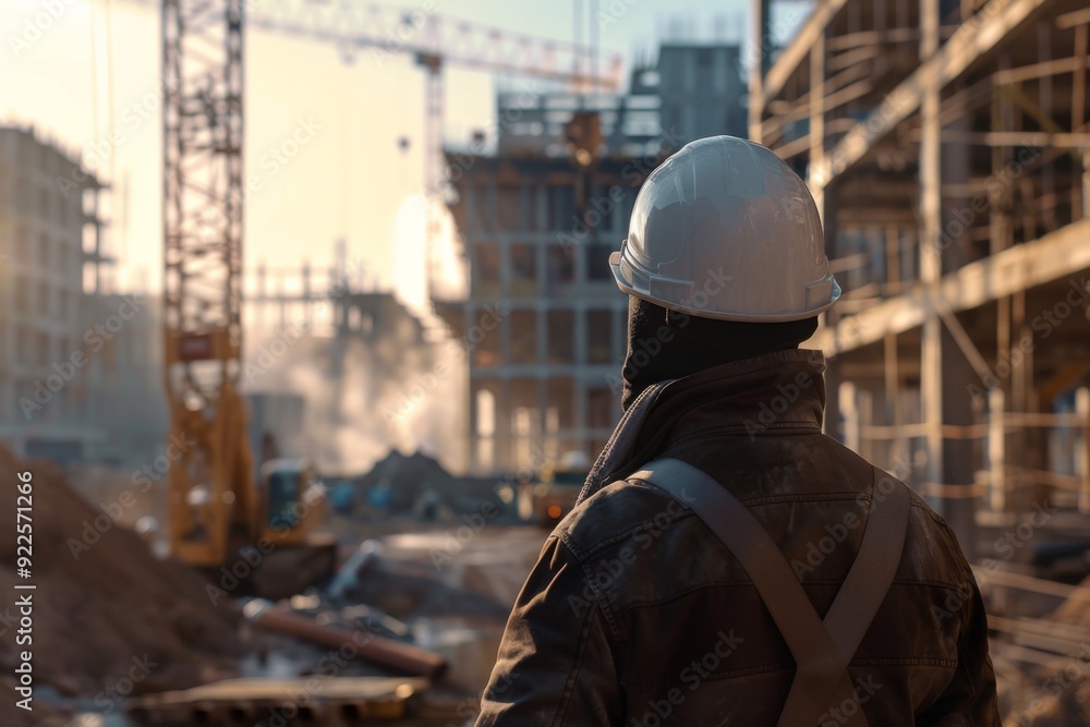 Civil engineer looking at a construction site Civil engineer looking at a construction site