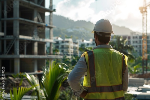 Civil engineer looking at a construction site