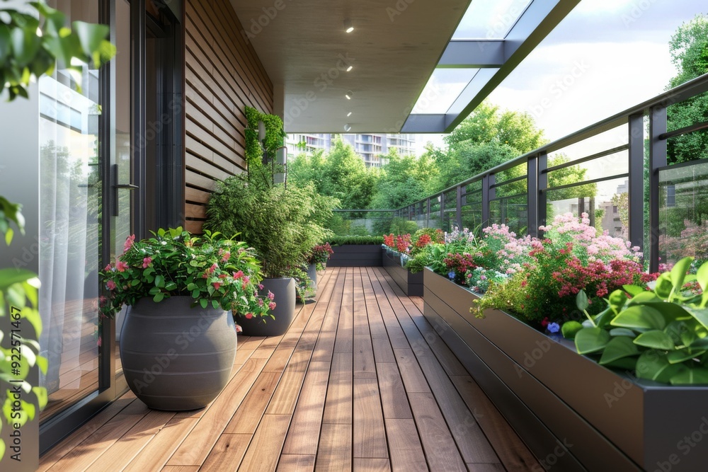 Cozy comfortable wooden terrace balcony Cozy comfortable wooden terrace balcony