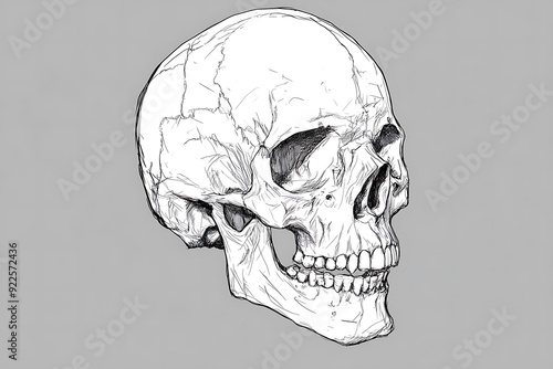Wallpaper Mural Detailed human skull vector illustration, ominous symbol of death isolated on black Torontodigital.ca