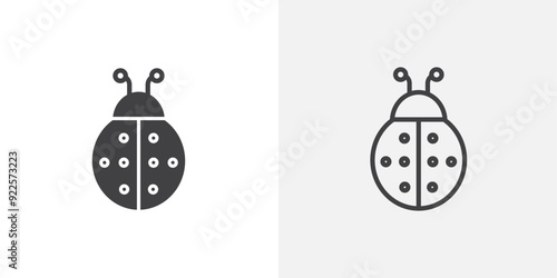 Ladybug vector icon set black filled and outlined style.