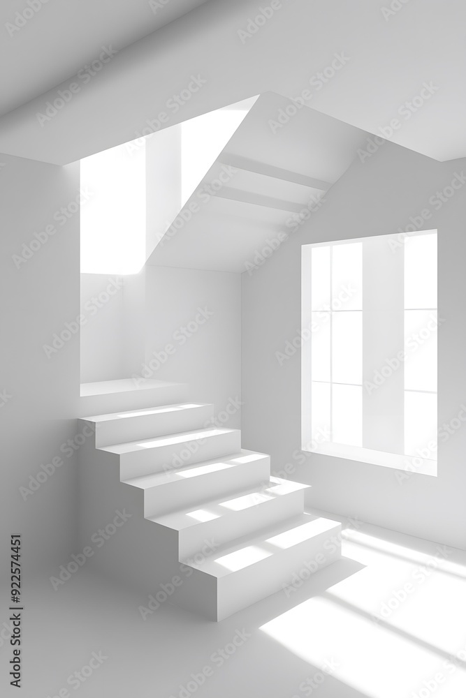 Obraz premium Minimalist White Staircase Interior Design
