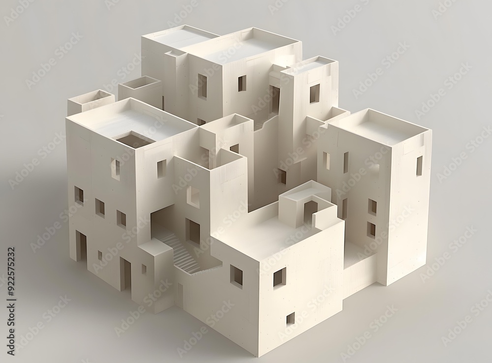 White Architectural Model of Modern Building White Architectural Model of Modern Building