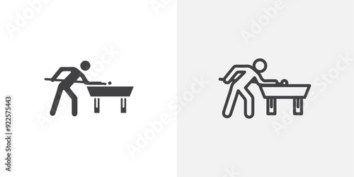 Snooker vector icon set black filled and outlined style.