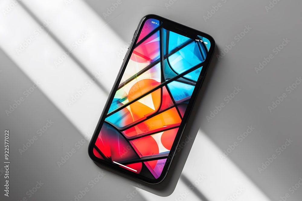 Smartphone With Abstract Artwork On Screen Smartphone With Abstract Artwork On Screen