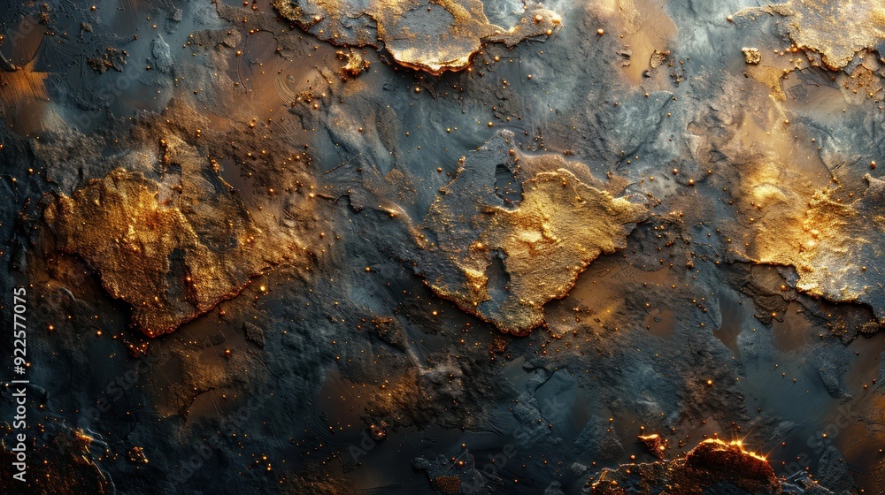 Abstract iron texture with a brushed gold finish