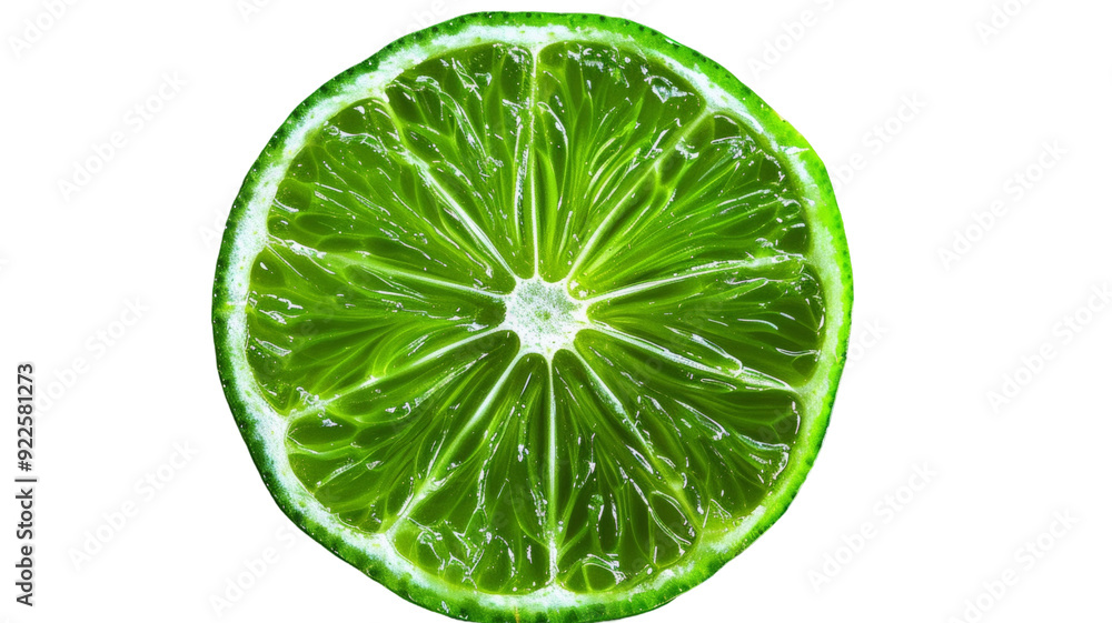 Close-Up Photo of Fresh Green Lime Slice on transparent Background
