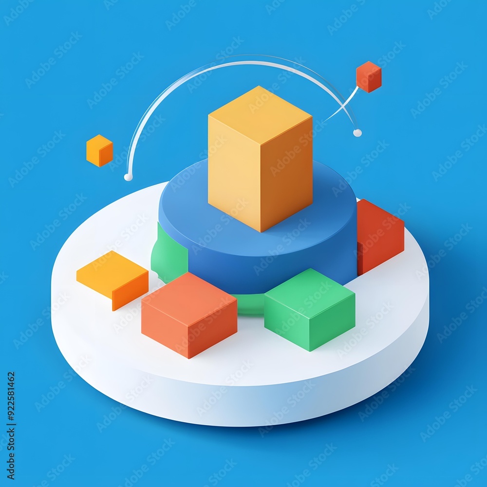 Obraz premium 3D Abstract Geometric Shapes Design with Colorful Blocks