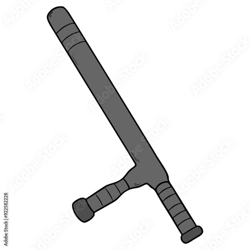 baton tonfa illustration hand drawn isolated vector