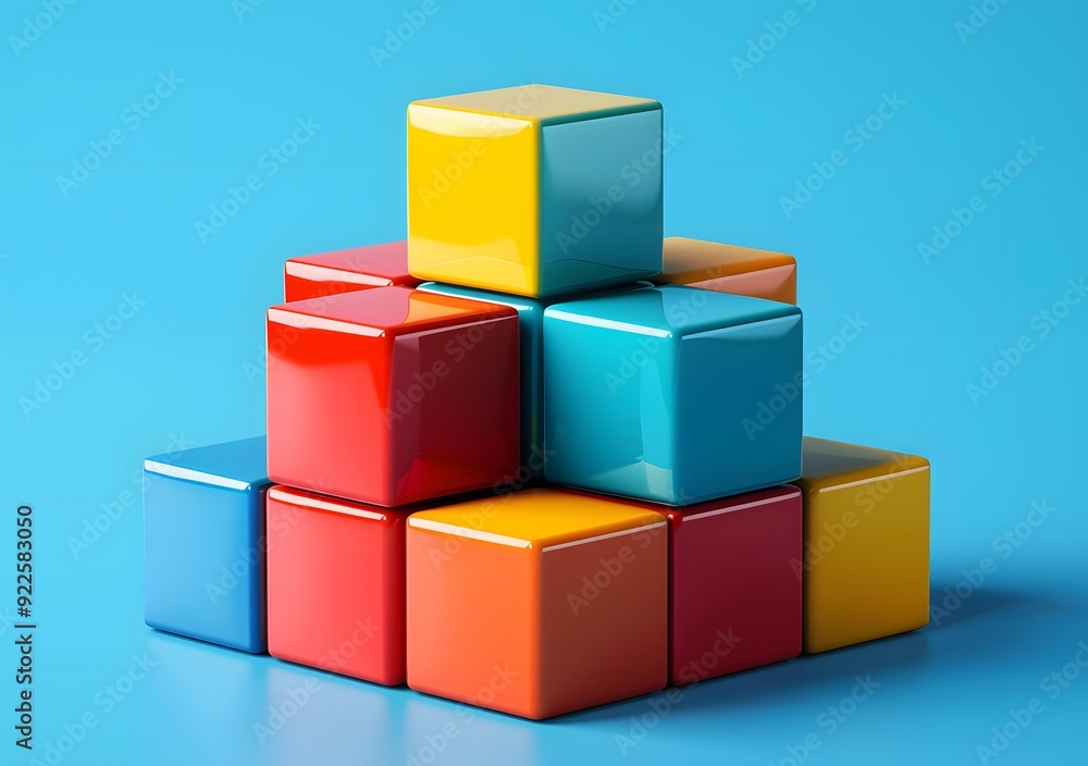 Obraz premium Colorful Cubes Stacked in Pyramid Shape