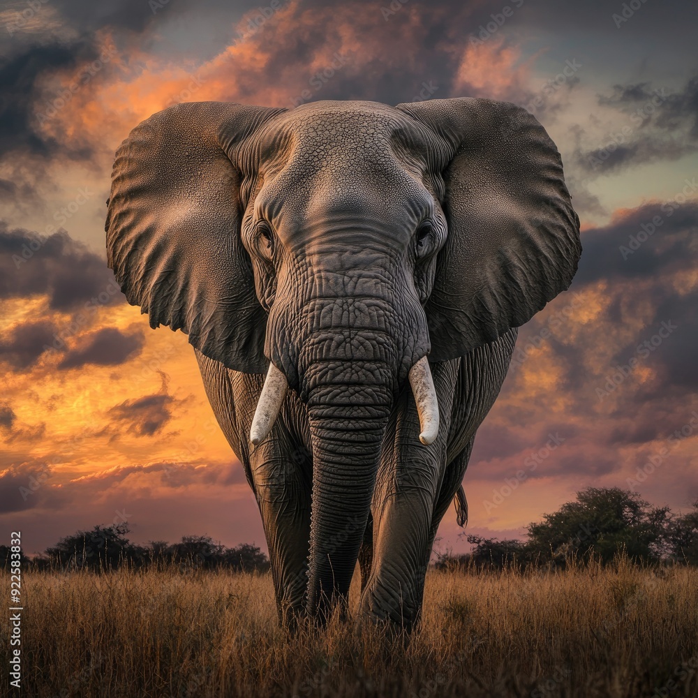 Obraz premium A powerful image of an elephant with a background that emphasizes conservation, suitable for World Animal Day