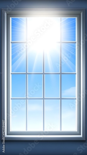 Sun Shining Through Window With Blue Sky