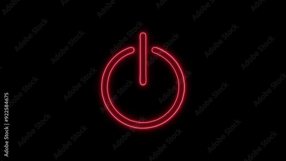 Power Off Icon - 4K Animated Design with Linear Symbol on Black Background Power Off Icon - 4K Animated Design with Linear Symbol on Black Background