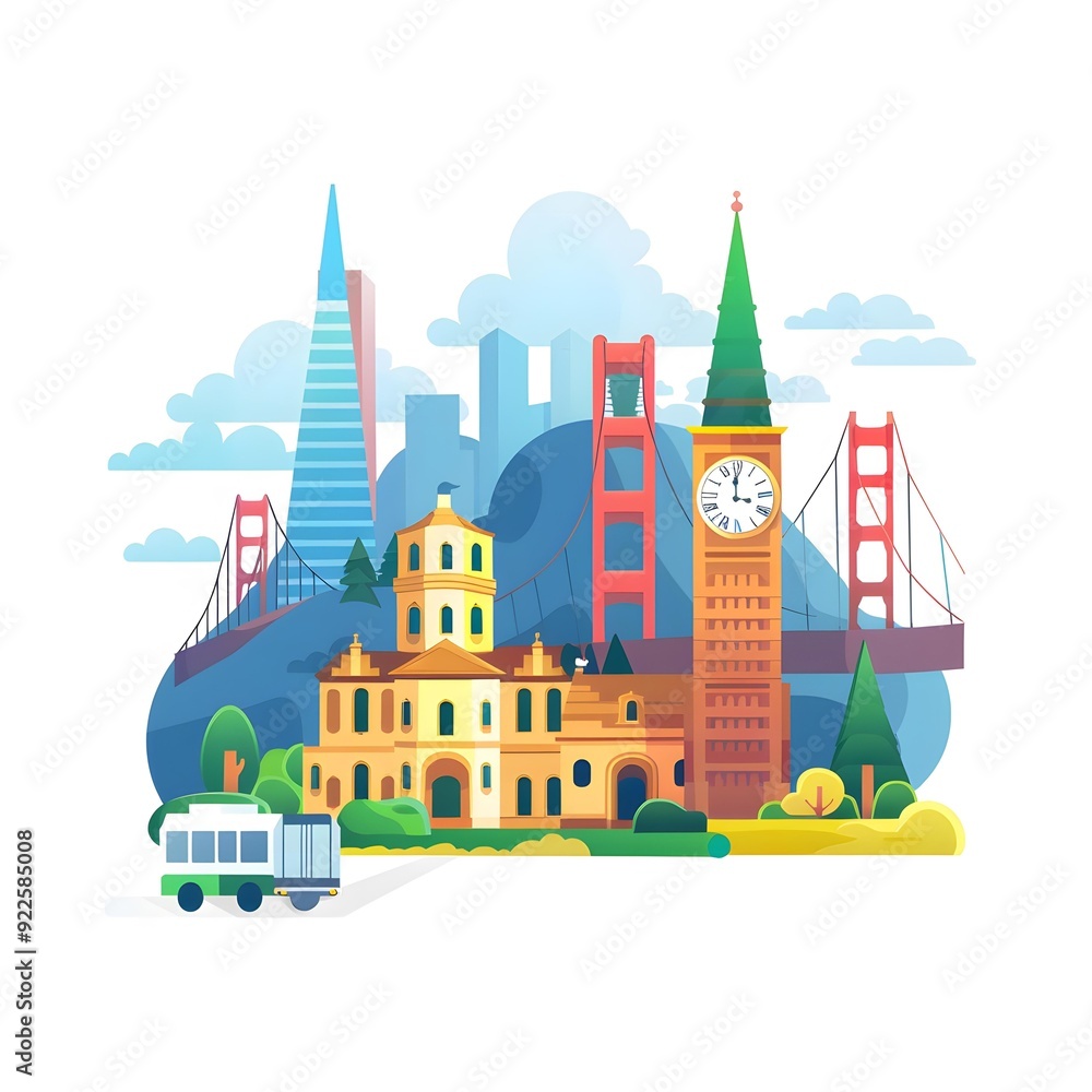 San Francisco Landmark Illustration San Francisco Landmark Illustration