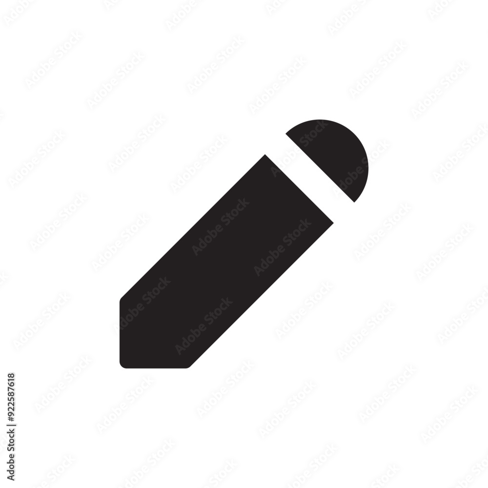 Simple pencil black outlined illustration isolated on white background for UI. Vector icon in flat style Simple pencil black outlined illustration isolated on white background for UI. Vector icon in flat style