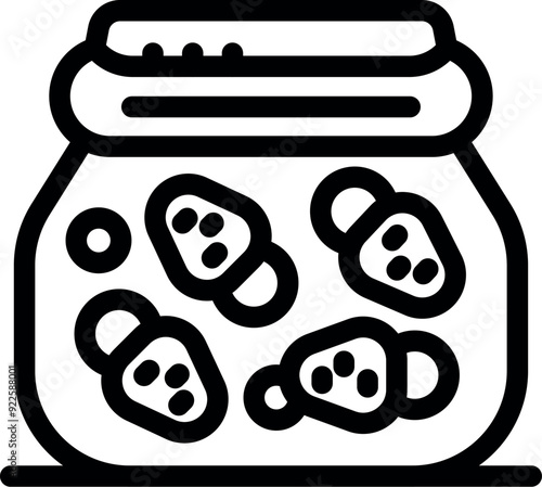 Preserving tasty marinated mushrooms for winter in glass jar, homemade conservation