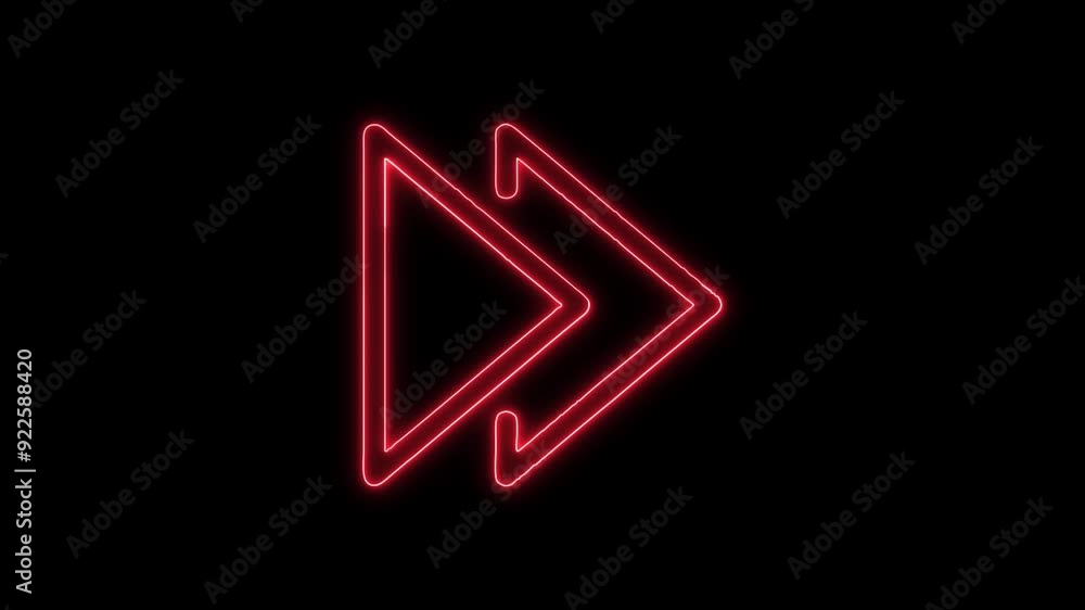 Remote Control Fast Forward Button Icon - 4K Animated Design with Linear Symbol on Black Background Remote Control Fast Forward Button Icon - 4K Animated Design with Linear Symbol on Black Background