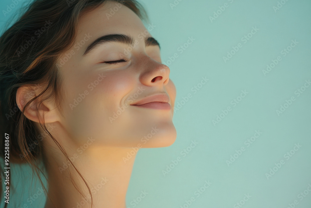 A close up of a woman's face with her eyes closed A close up of a woman's face with her eyes closed