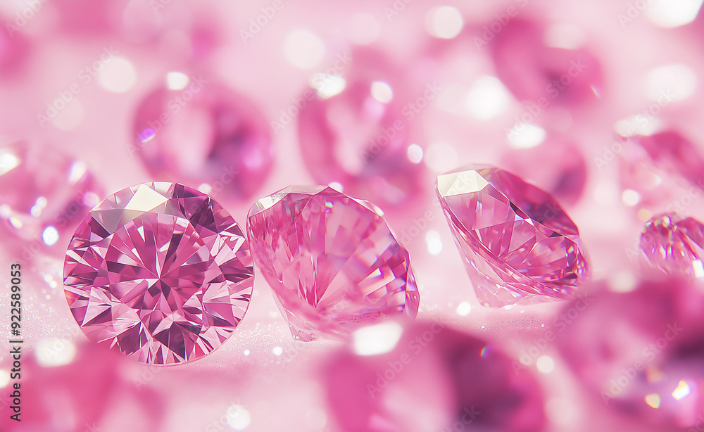 Sparkling pink diamonds on a soft pink surface. Sparkling pink diamonds on a soft pink surface.