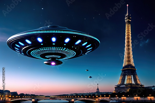 UFO flies over Paris.