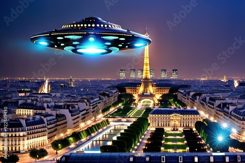 Unidentified flying object flies over Paris.
